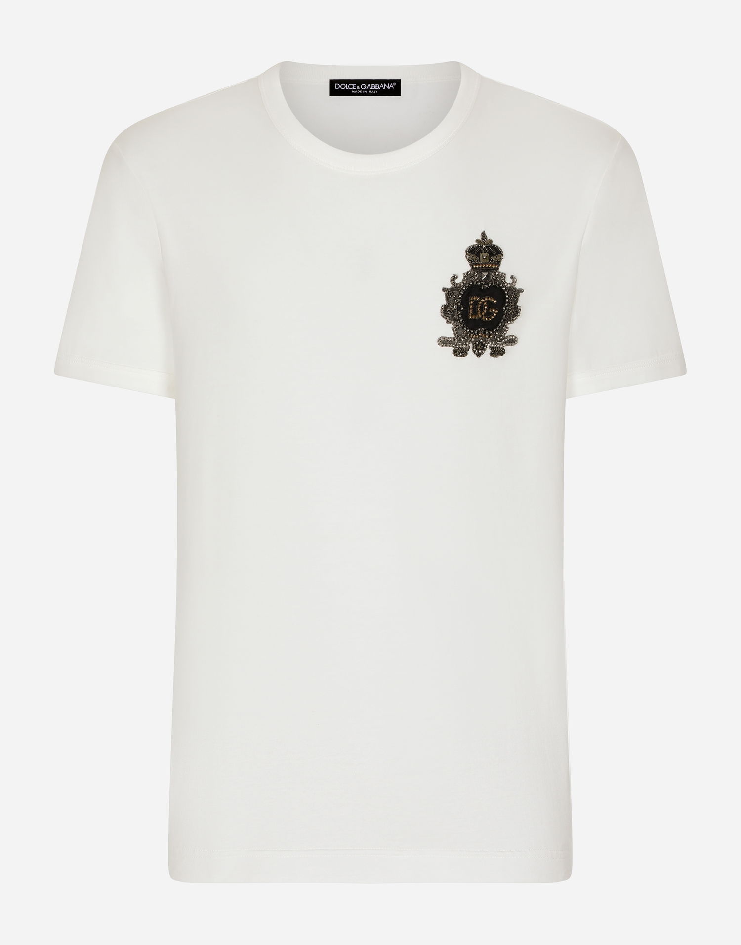 Tričko Dolce & Gabbana Cotton T-shirt With Heraldic Dg Logo Patch Biela | G8OU9ZFU7EQW0111, 0