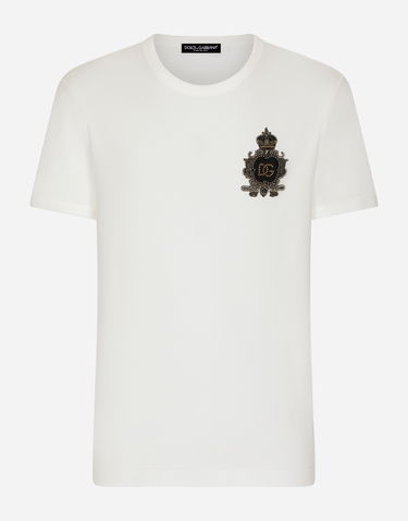 Tričko Dolce & Gabbana Cotton T-shirt With Heraldic Dg Logo Patch Biela | G8OU9ZFU7EQW0111, 0