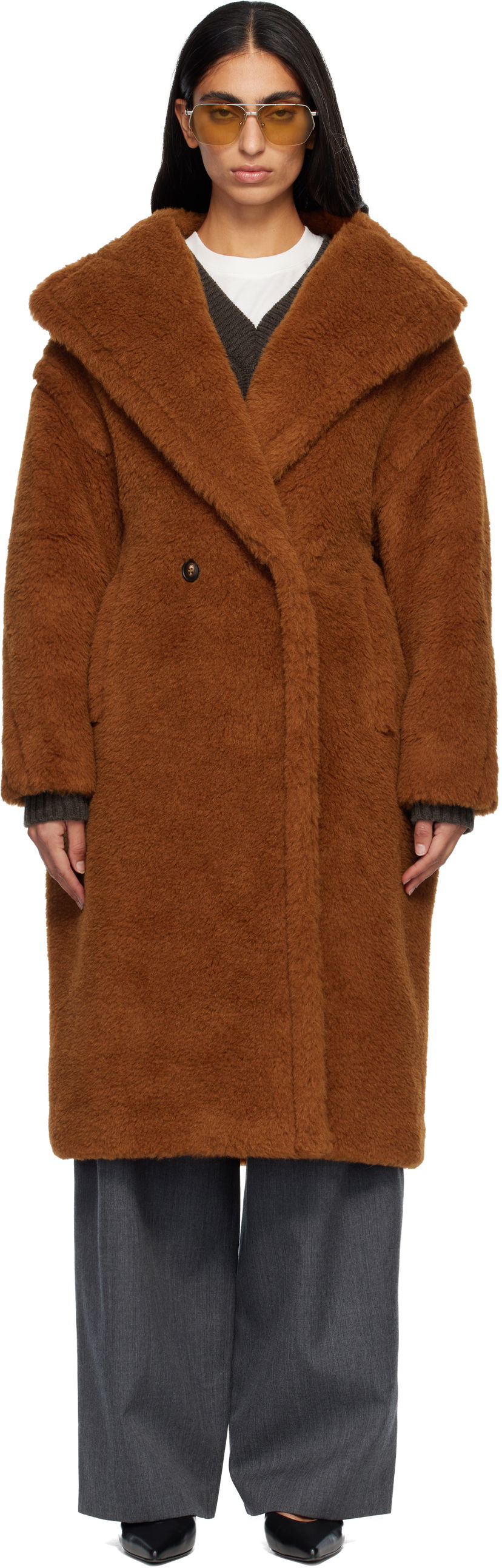 Kabáty Max Mara Tedgirl Teddy Coat Hnedá | 2521016052600
