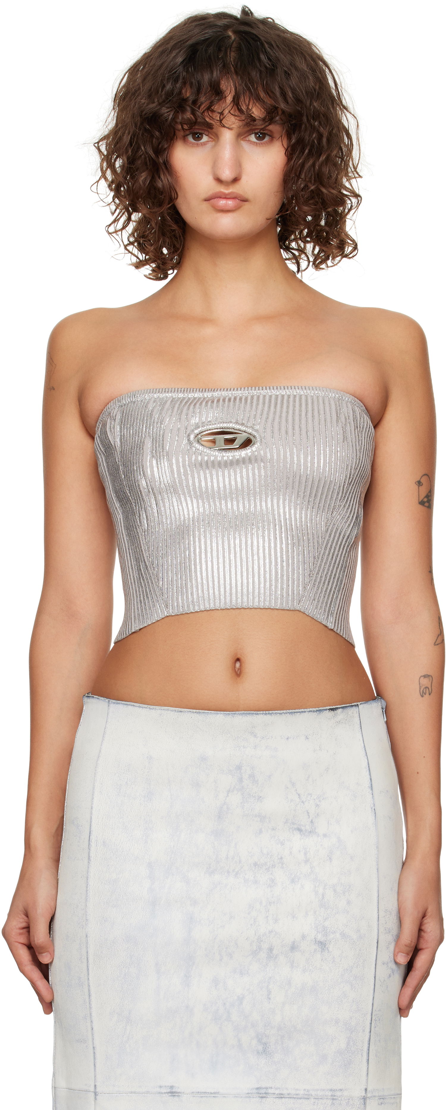 Crop Top Diesel Tube Top Šedá | A14813 0HNAT, 0