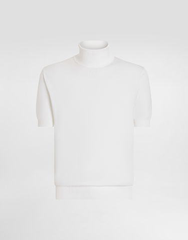Sveter Dolce & Gabbana Dolce & Gabbana Short-Sleeved Cotton Turtleneck Biela | GXW49TJBCFVW0001, 0