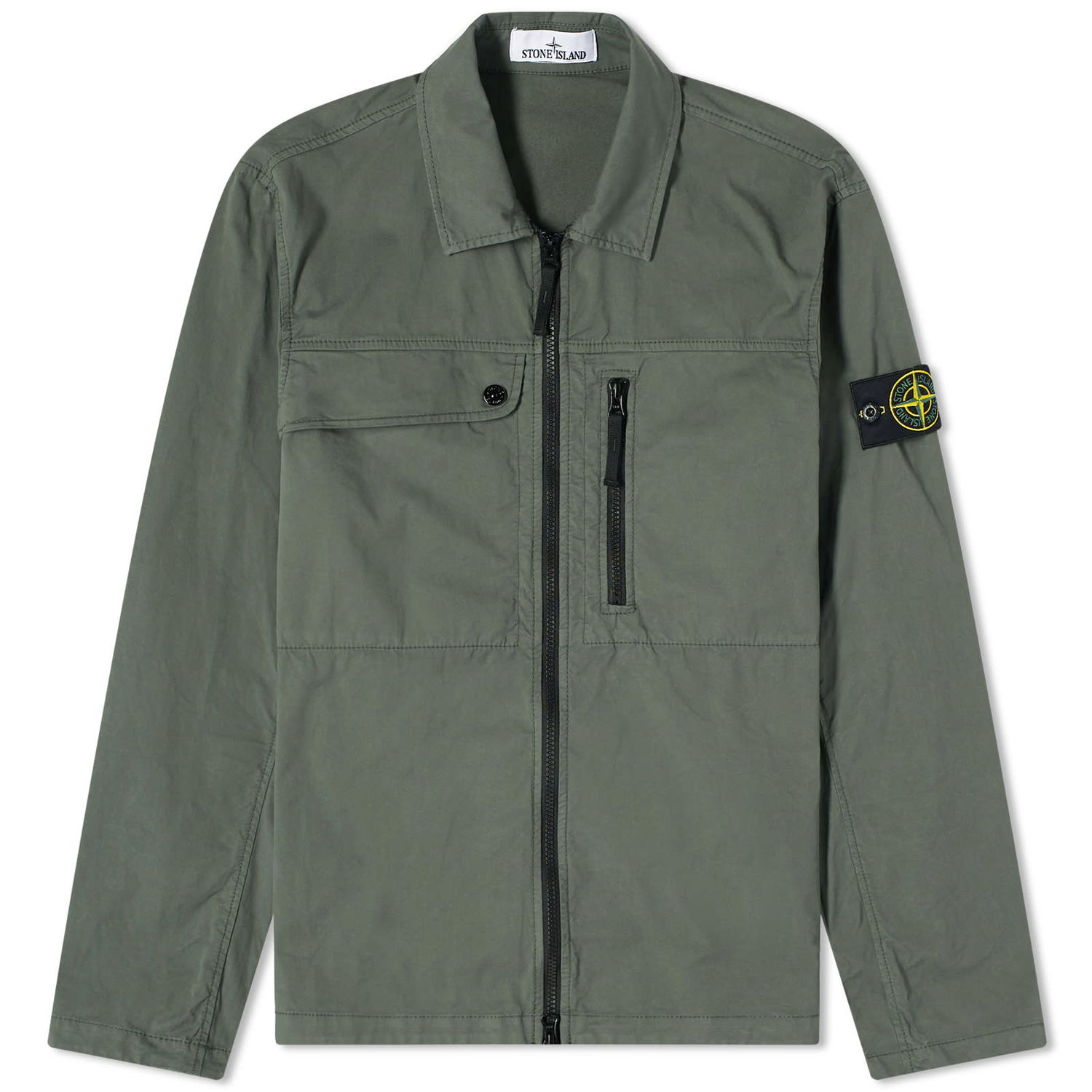Bunda Stone Island Supima Cotton Twill Stretch-TC Zip Shirt Jacket Zelené | 801510210-V0059, 0