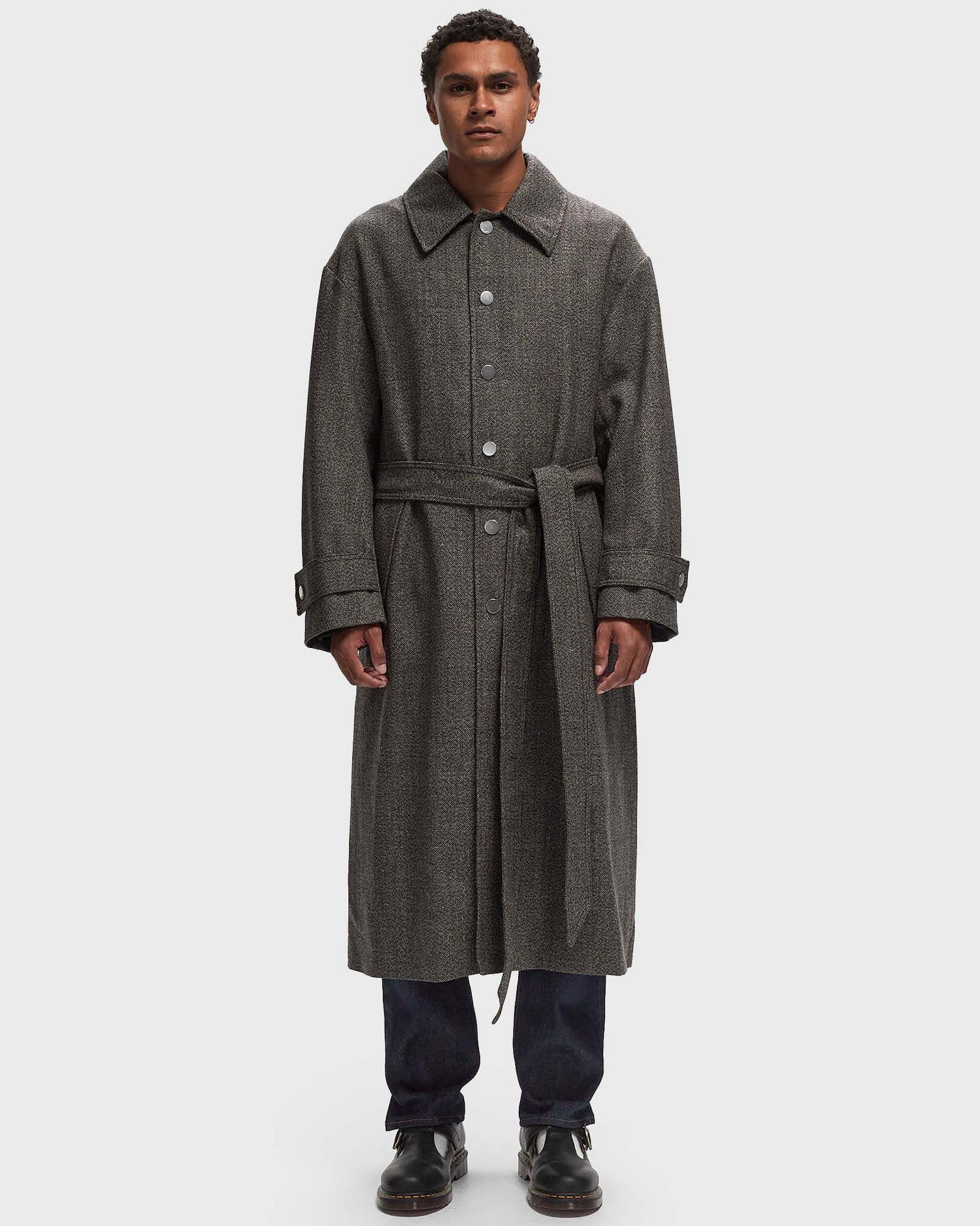 Trenčkot AMI Belted Coat Šedá | HCO414.WV0056-2004, 1