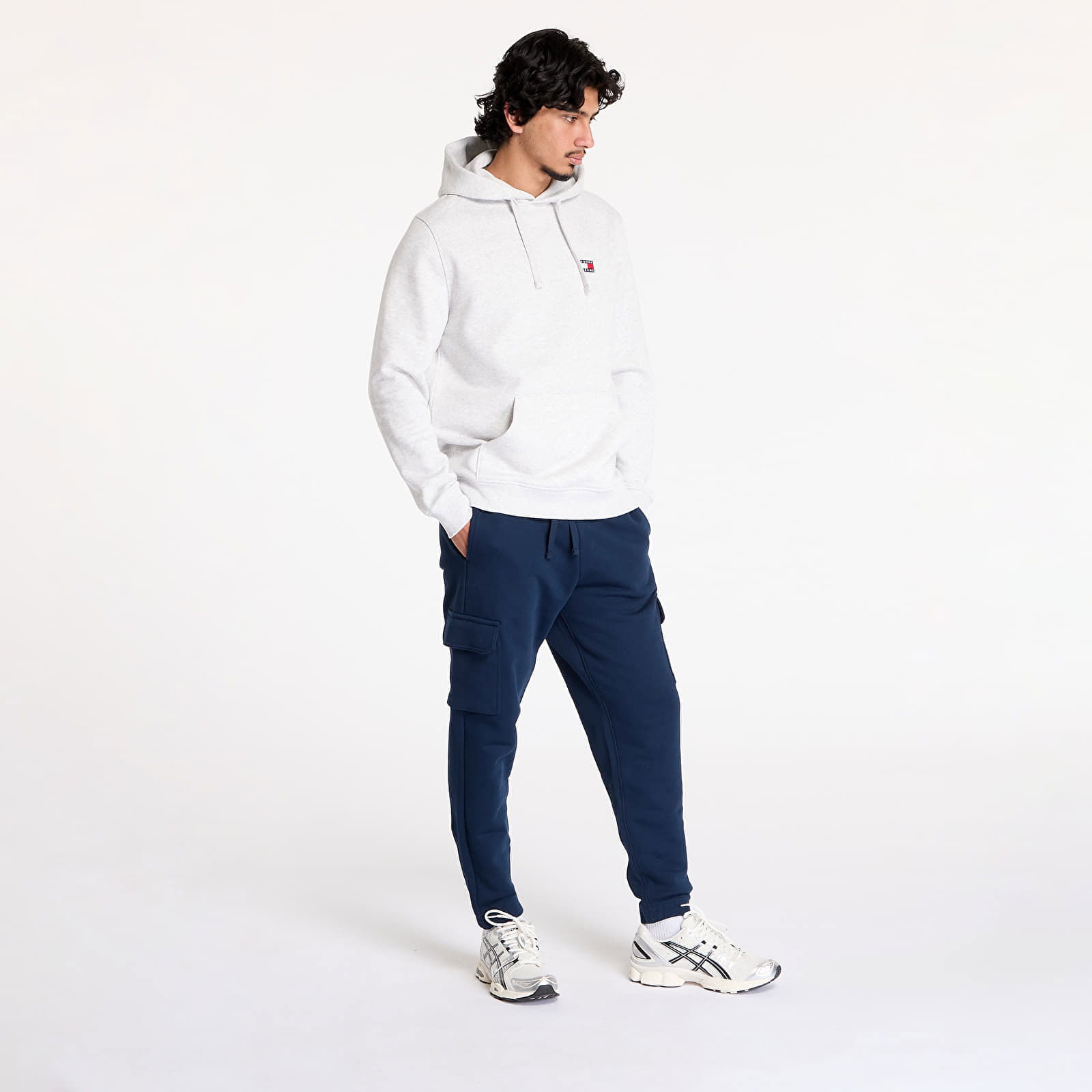 Regular Badge Hoodie Silver Grey