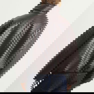 Prešívaná bunda Anine Bing Cyrus Faux Leather High-Neck Puffer Jacket Hnedá | A-01-11561-BWN43, 3