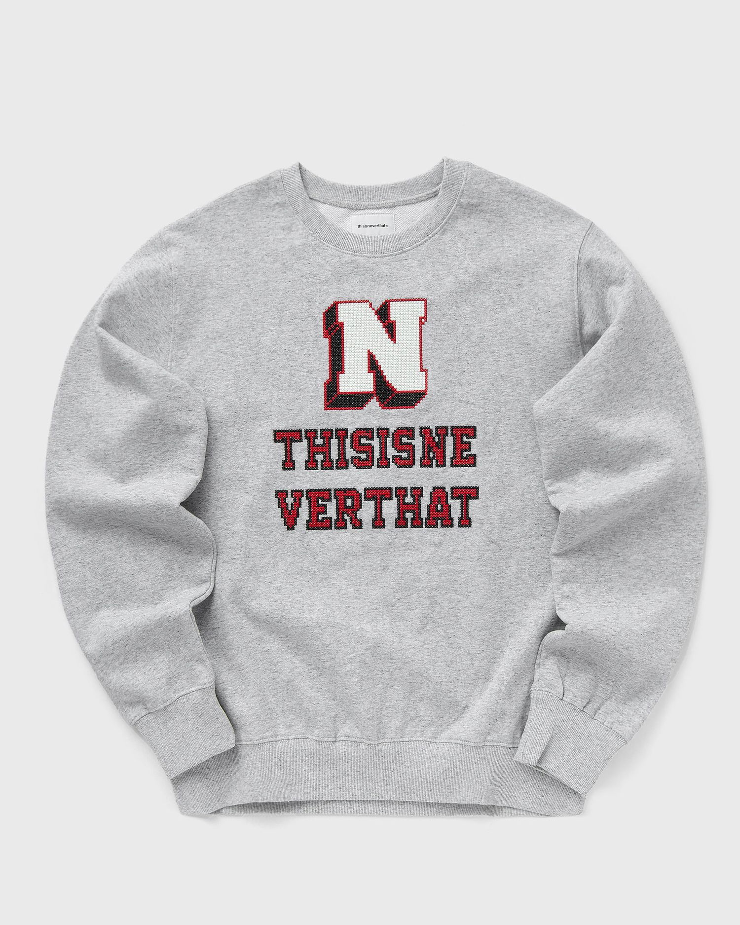 Mikina thisisneverthat Cross Stitch Graphic Sweatshirt Šedá | TN251TSWCW04HGR, 1