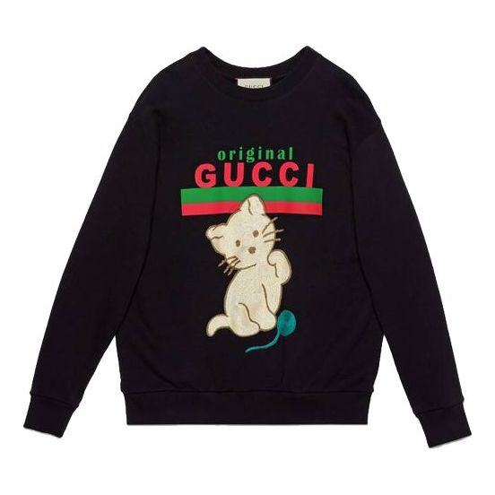 Mikina Gucci Gucci Cat Logo Pullover Čierna | 617964-XJCRU-1082