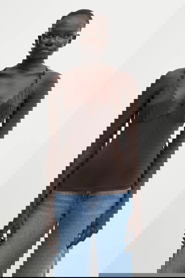 Tielko Samsoe Samsoe SAFAYE V-Neck Camisole Top Hnedá | F10000008, 0