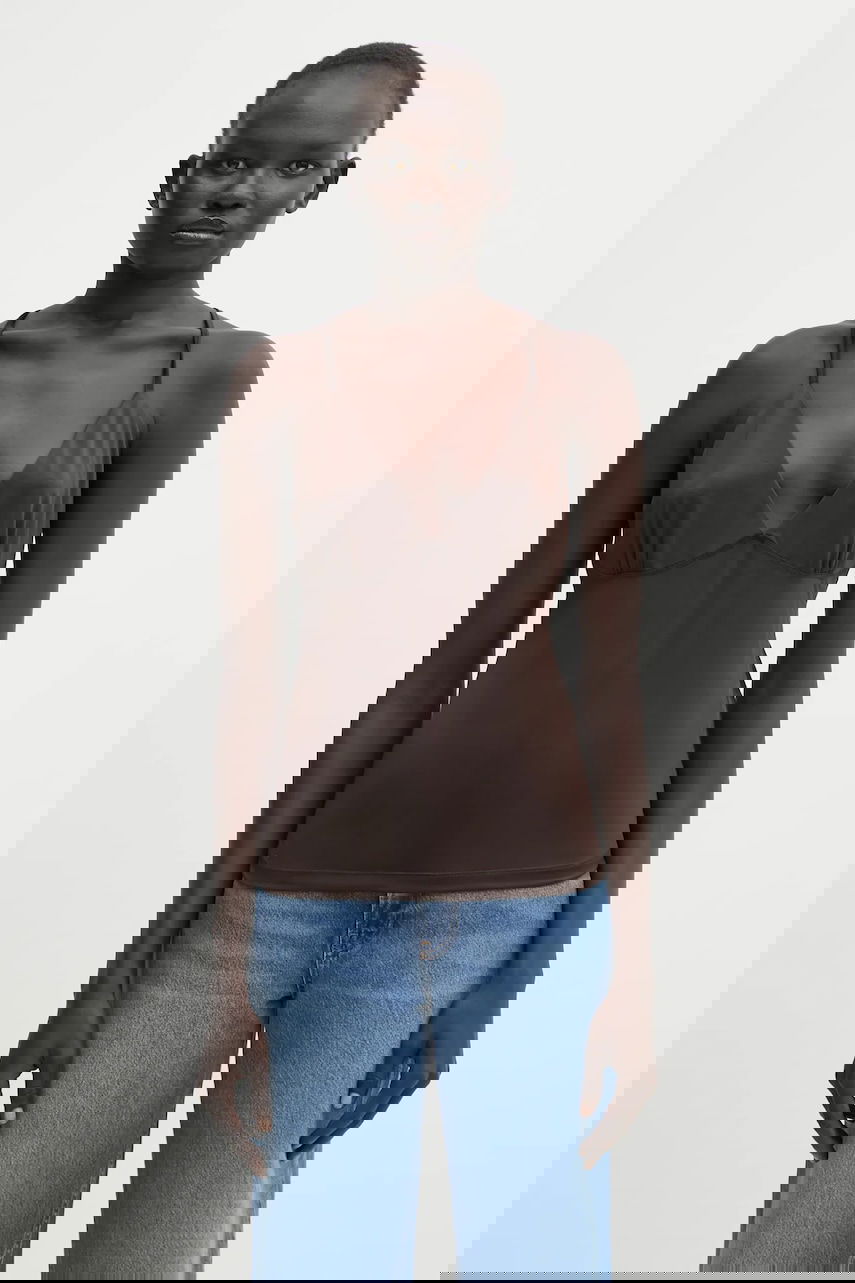 Tielko Samsoe Samsoe SAFAYE V-Neck Camisole Top Hnedá | F10000008, 0