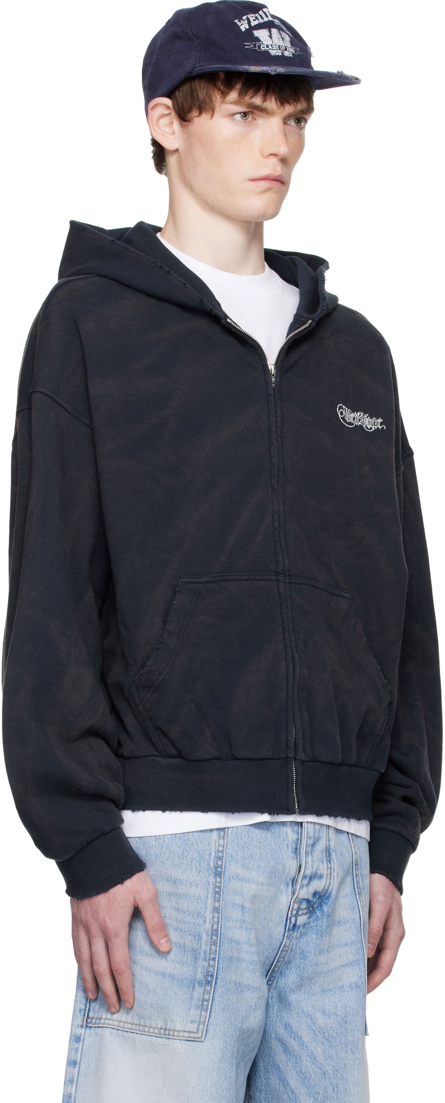 Mikina We11done We11done Gothic Logo Zip-Up Hoodie Čierna | WD-TJ2-25-845-U-NV, 1