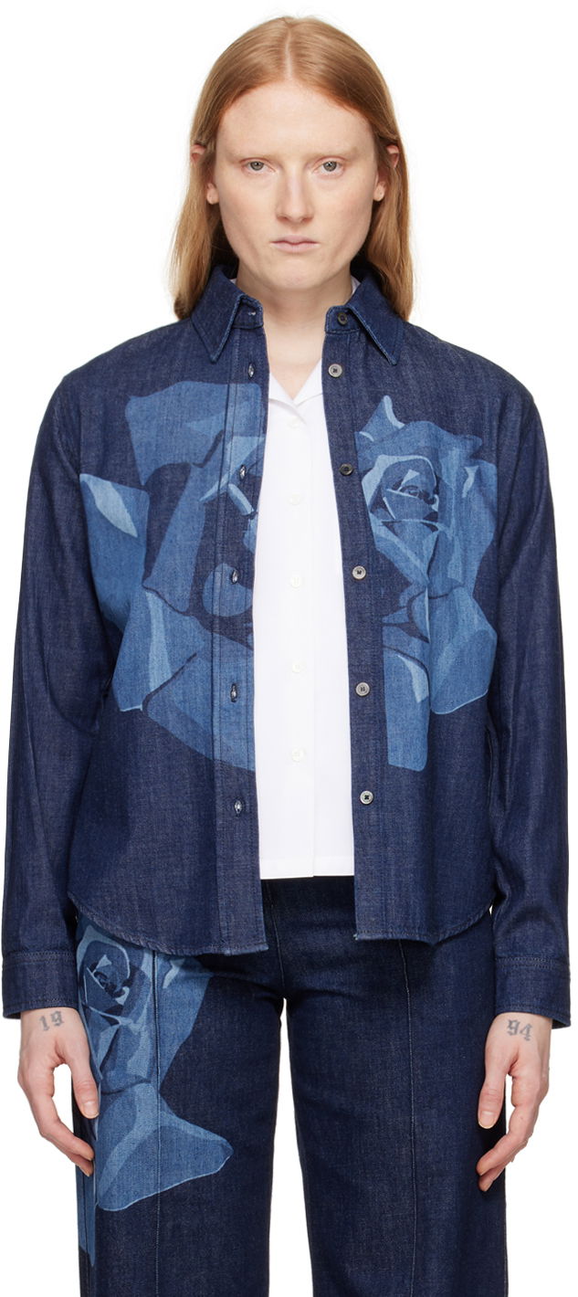 Košeľa KENZO Blue Paris Rose Denim Shirt Modrá | FE52DC2426E7, 0