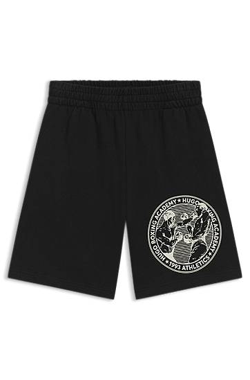 Šortky BOSS Cotton-Terry Shorts with Boxing Academy Graphic Čierna | 50542413