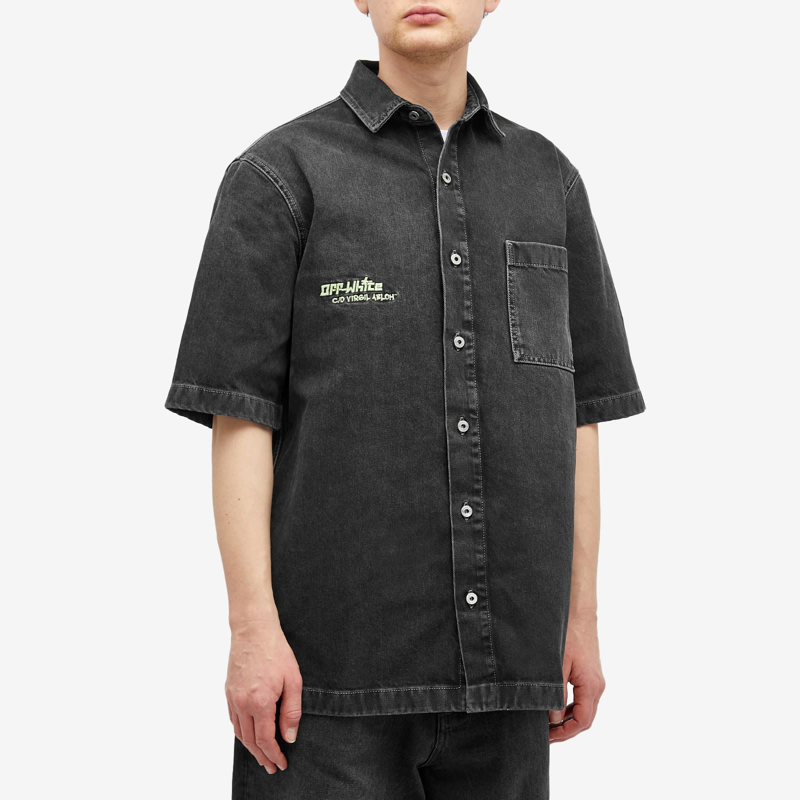 Black Denim Bowling Shirt