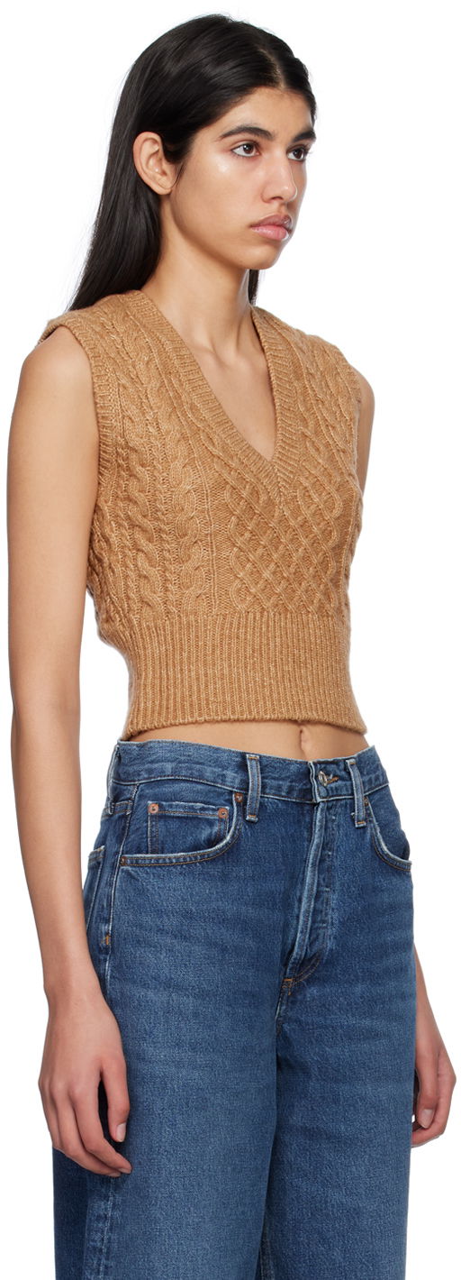 Sveter rag & bone Elizabeth Cable Knit Vest Hnedá | WAS22HS031SM31, 1