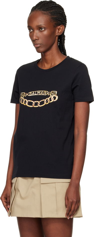 Tričko Balmain Short-Sleeved Chain Print T-shirt Čierna | FF1EF004GE97, 3