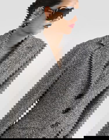 Kabáty Dolce & Gabbana Dolce & Gabbana Single-Breasted Wool Chevron Coat Šedá | F0W4QTFC2FUS8030, 3