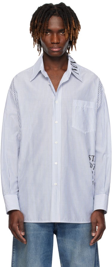 Košeľa Maison Margiela MM6 Maison Margiela Asymmetric Striped Poplin Shirt Modrá | SH0DT0014 M35251, 0