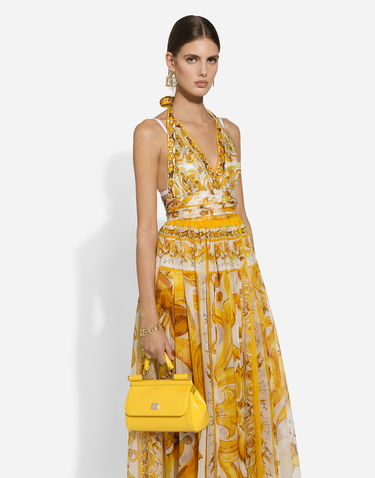 Šaty Dolce & Gabbana Long Sleeveless Silk Chiffon Dress With Print Žltá | F6ALPTHI1BXHG3TN, 3
