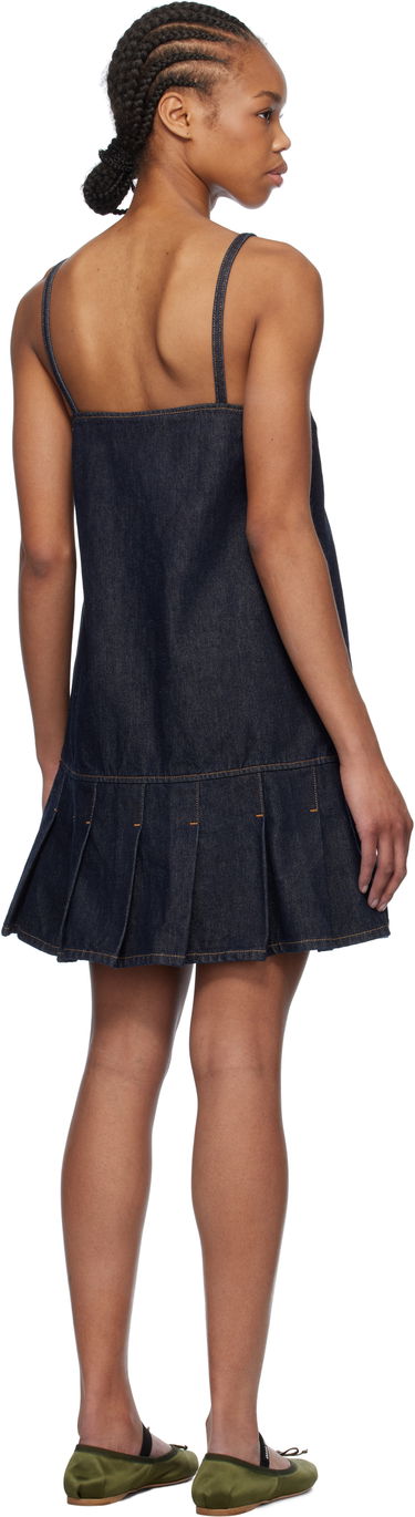 Šaty GANNI GANNI Denim Pleated Mini Dress Modrá | J1622, 2