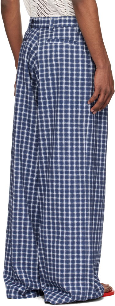 Nohavice ERL ERL Check Pleated Tailored Trousers Modrá | ERL10P038, 2