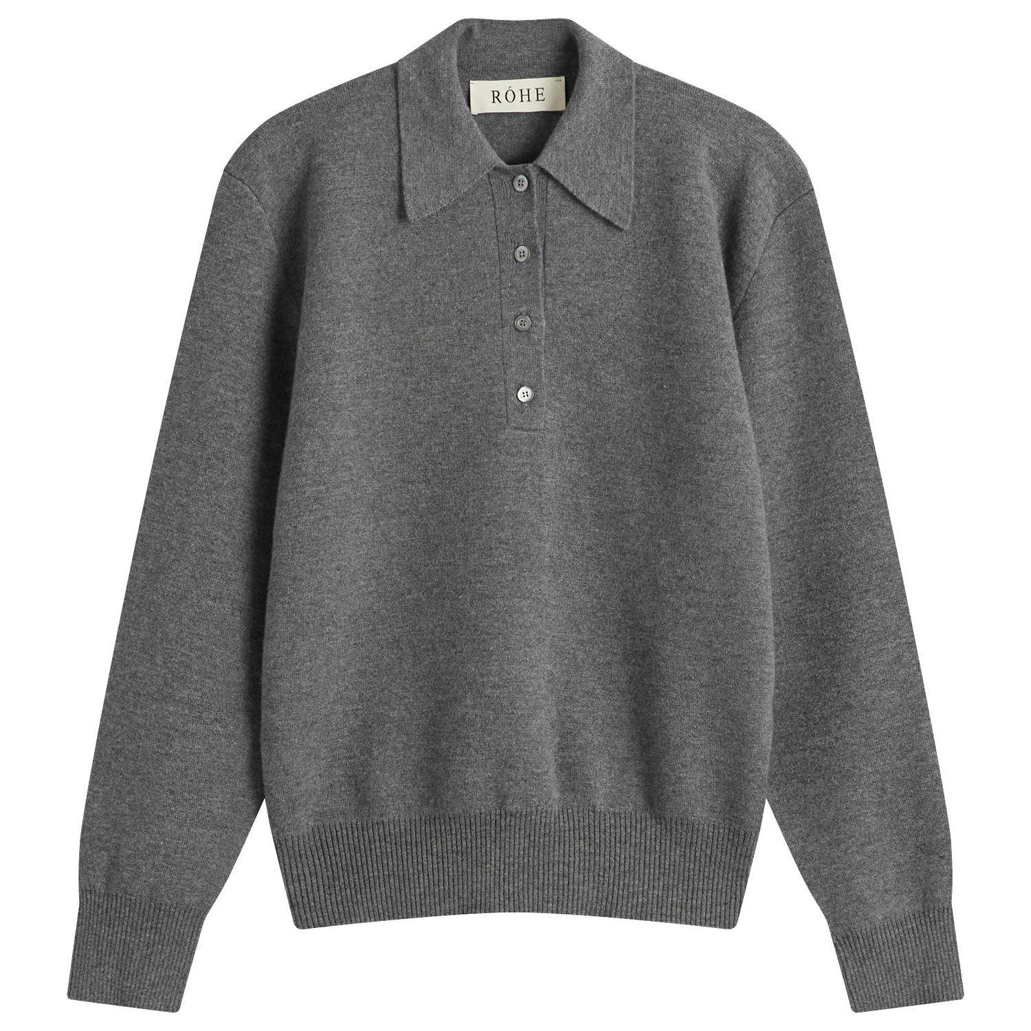 Sveter Róhe Rohe Sculptural Polo Sweater Šedá | 416-23-316, 1