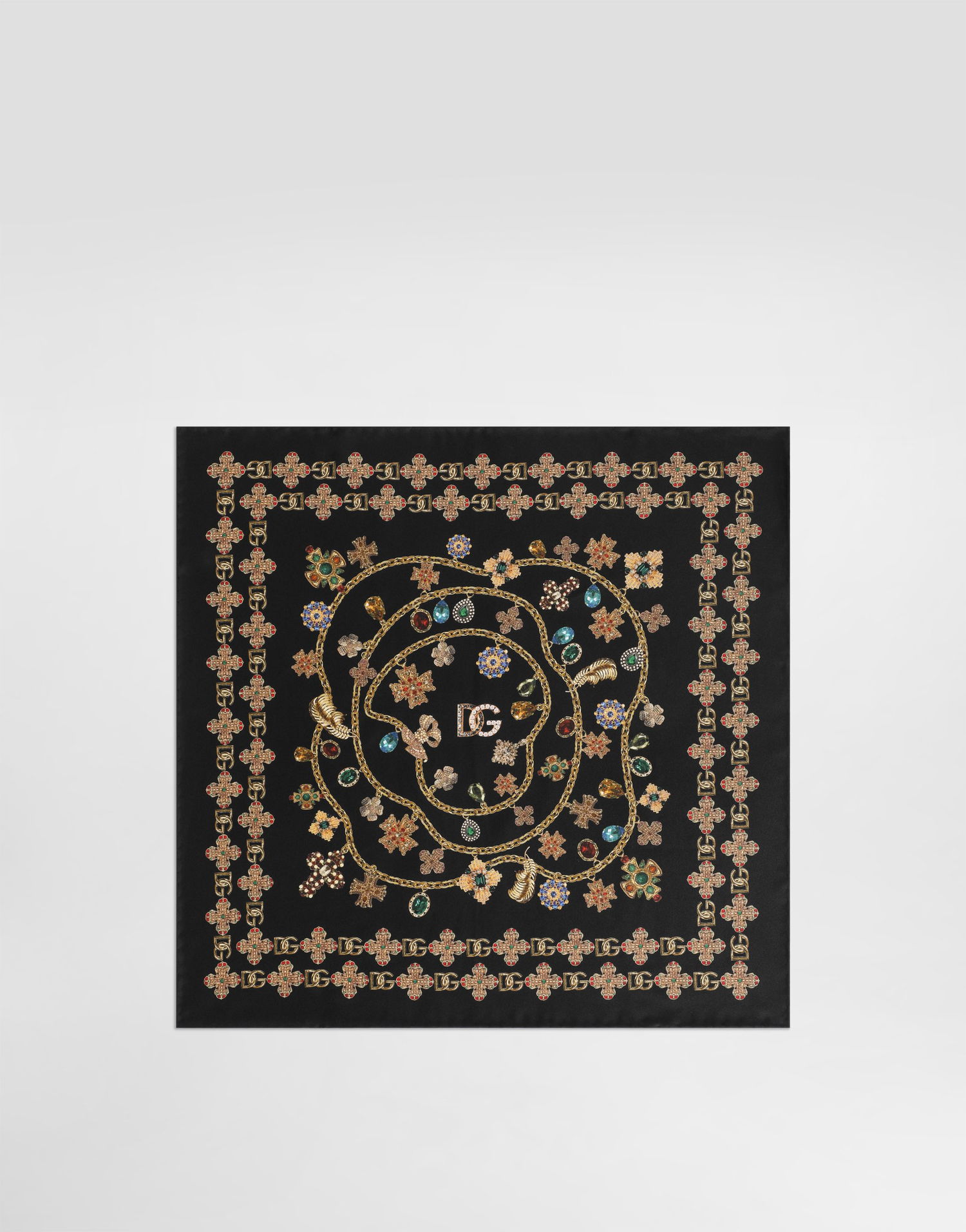 Šál Dolce & Gabbana Dolce & Gabbana 50x50 Silk Twill Jewel Print Scarf Čierna | FN093RGDDAWHN5SB, 0
