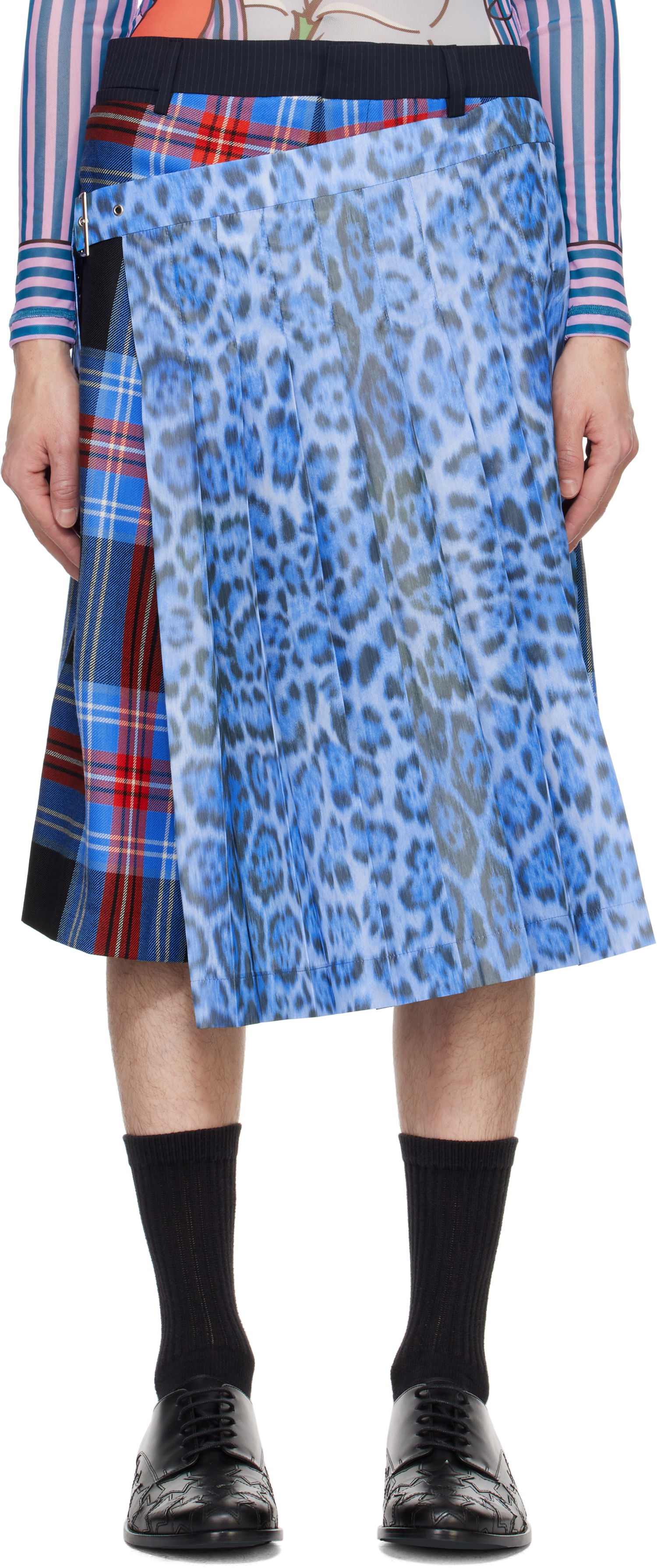 Sukňa Charles Jeffrey Loverboy Pleated Print Skort Modrá | 42040101, 0