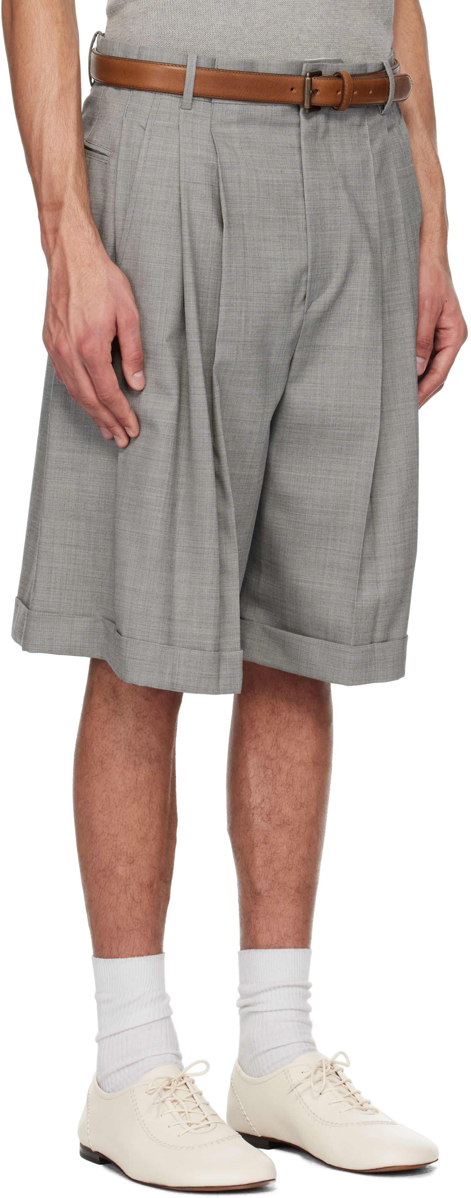 Šortky HED MAYNER Hed Mayner Pleated Shorts Šedá | HMMA30024A-HA150, 1