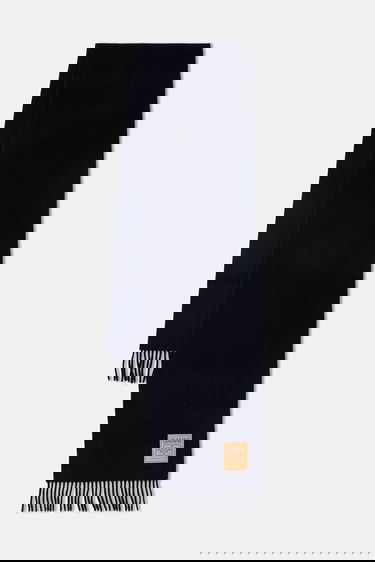 Šál GANNI Double Face Wool Solid Fringed Scarf Navy | A6931, 0
