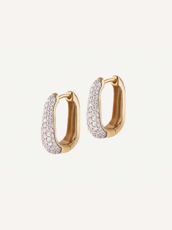 Náušnice GUESS Gold-Tone Pave Hoop Earrings Metalická | JSBE04499JW, 0