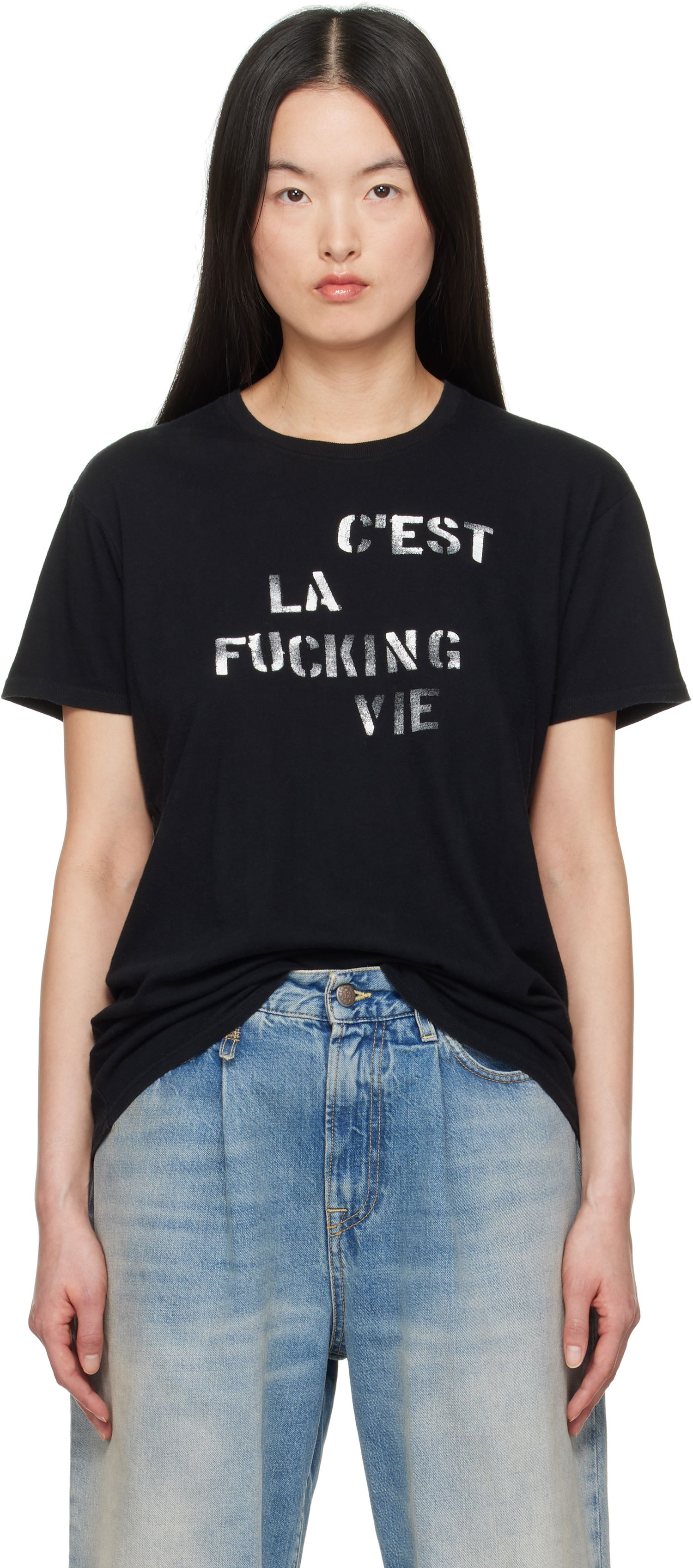 Tričko R13 R13 'C'est La Fucking Vie' Boy T-Shirt Čierna | R13WK001-K123A, 0