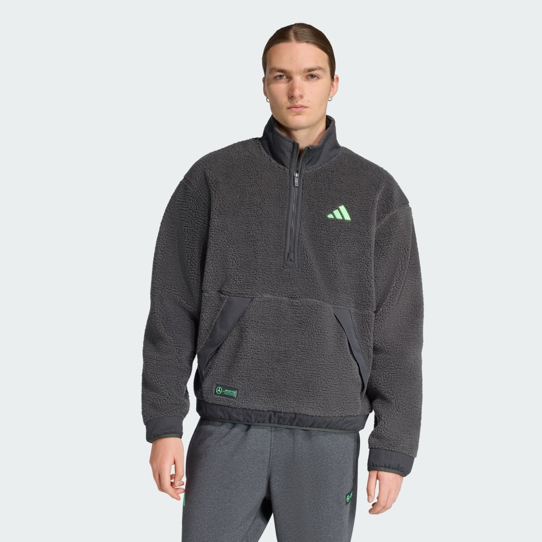 Mikina adidas Performance Mercedes-AMG Petronas Formula One Team Fleece Half-Zip Sweatshirt Šedá | JX8779, 0