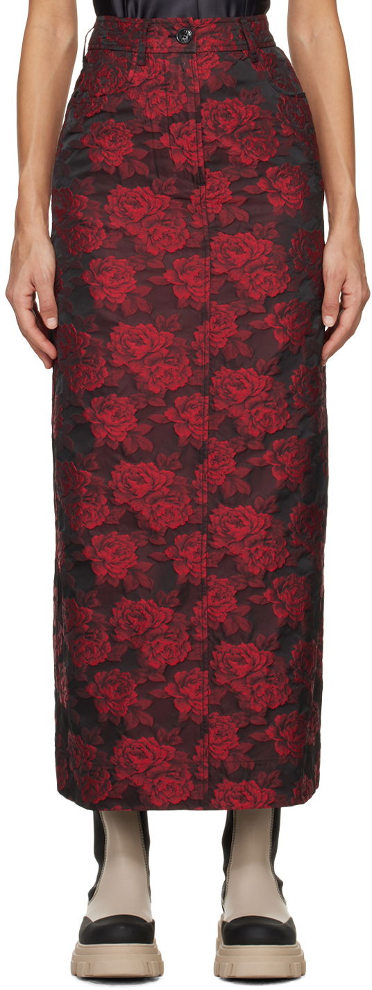 Sukňa GANNI Ganni Botanical Maxi Skirt Červená | F8588, 0