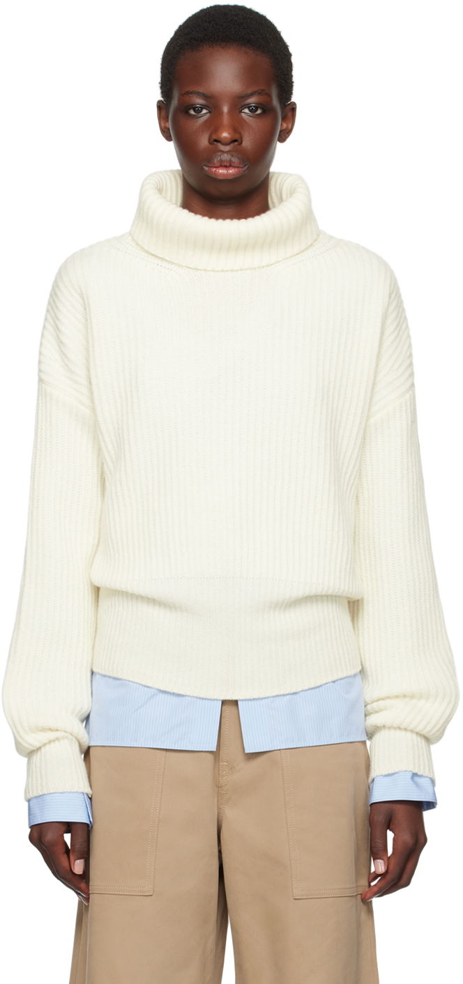 Sveter Moncler White Patch Turtleneck Biela | J20939F00019M1241, 0