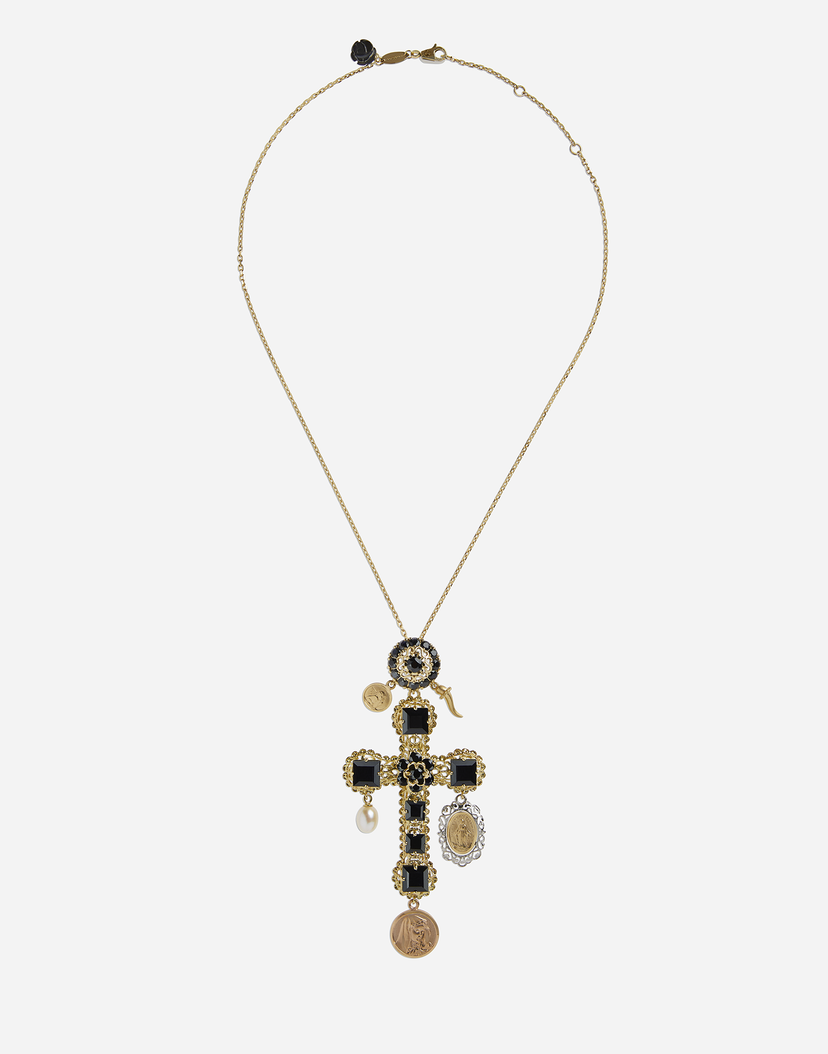 Náhrdelník Dolce & Gabbana Dolce & Gabbana Sapphire Cross Charm Necklace Metalická | WADC1GW0001ZOO00