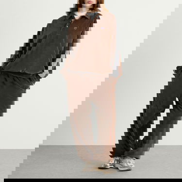 Polo tričko Needles Velour Long Sleeve Polo Pullover with Side Line, Size X-Small Hnedá | RW338-A, 4