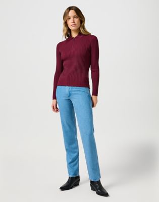 Sveter Wrangler Wrangler Rib Knit Polo Shirt Vínová | 112356484:XXL, 0