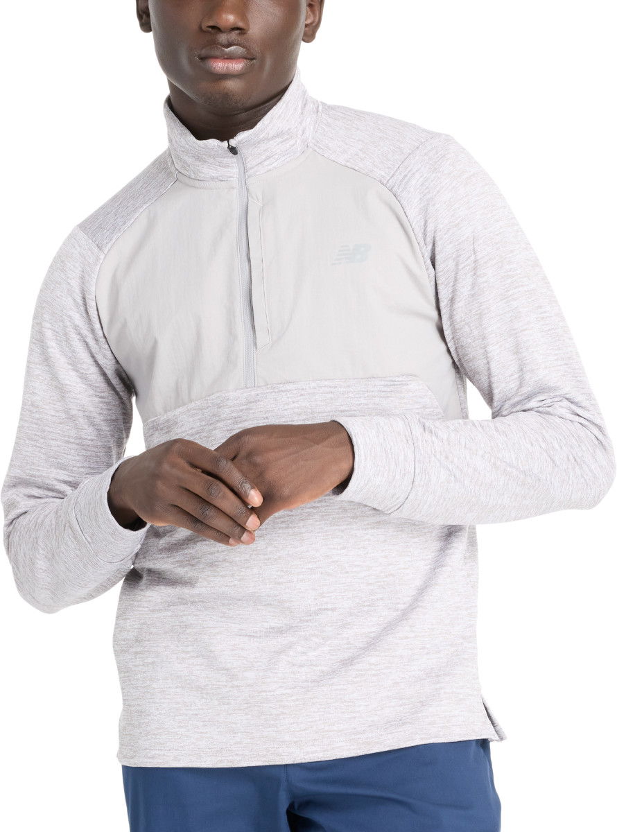 Sveter New Balance New Balance Athletics Heat Grid Half-Zip Top Šedá | mt43204-ag, 0