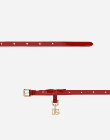 Opasok Dolce & Gabbana Dolce & Gabbana Patent Leather Bow Belt with DG Logo Charm Červená | EE0067A147187124, 1