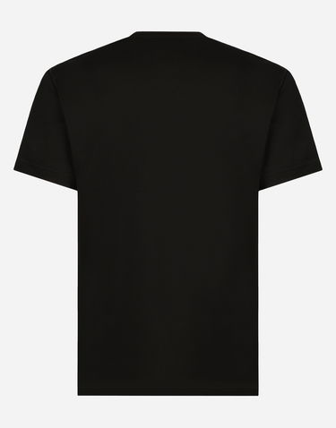 Tričko Dolce & Gabbana Cotton V-neck T-shirt With Branded Tag Čierna | G8PT2TG7F2IN0000, 1