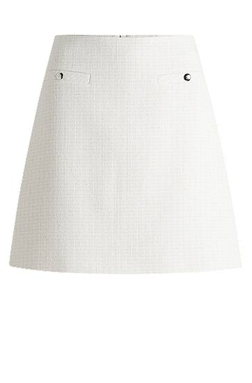 Sukňa BOSS Cotton-Blend Bouclé Mini Skirt with Pocket Detail Biela | 50538118