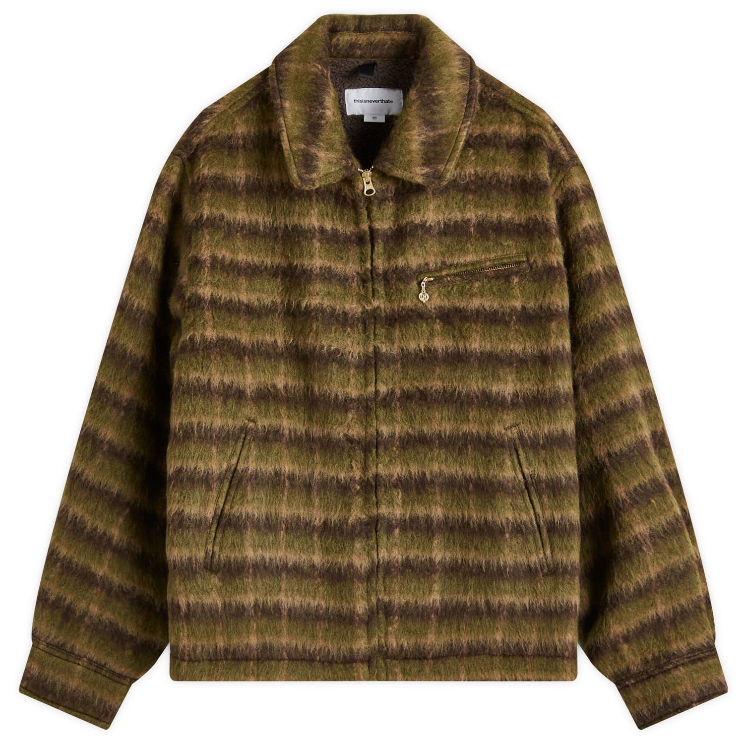 Bunda thisisneverthat Brushed Wool Check Jacket Zelené | TN243AOWLS01-DBN, 0