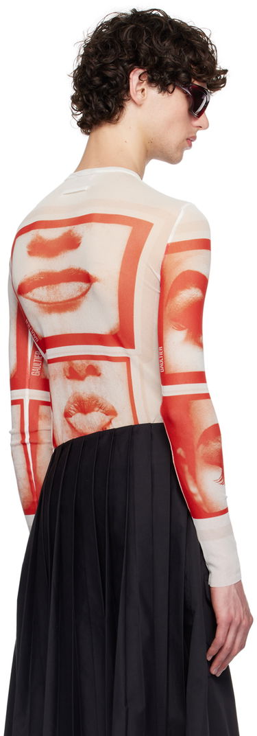 Tričko Jean Paul Gaultier Jean Paul Gaultier 'The Eyes And Lips' Mesh Long Sleeve T-Shirt Biela | 24/30-F-TO209-T553-013014, 2