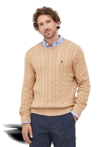 Sveter Polo by Ralph Lauren Cotton Cable Crew Knit Béžová | 710775885014