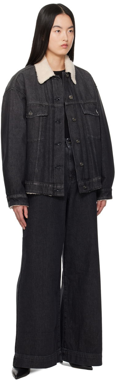 Bunda Max Mara Weekend Max Mara Libano Denim Jacket with Shearling Collar Čierna | 2515081051600, 3