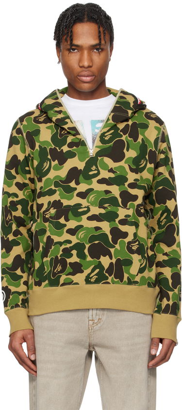 Mikina BAPE A Bathing Ape ABC Camo Shark Half Zip Hoodie Zelené | 001PPK801010M, 0