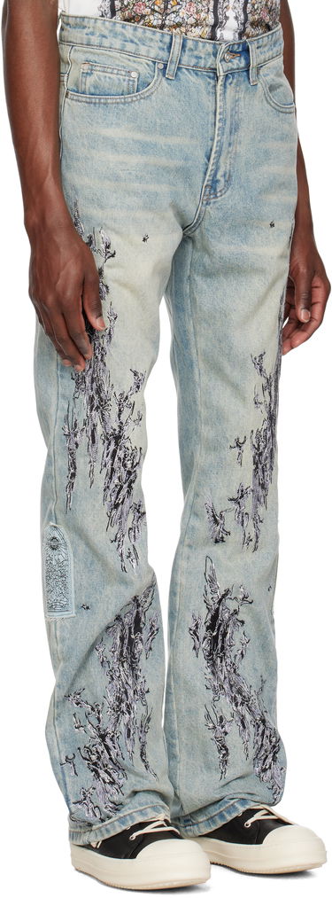 Džínsy Who Decides War Who Decides War Scratched Denim Jeans Modrá | 1120990009SS25, 1