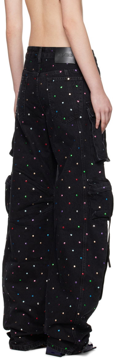 Cargo nohavice The Attico The Attico Crystal-Embellished Cargo Jeans Čierna | 247WCP84 D075S, 2