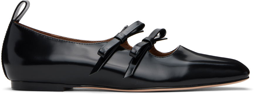 Šaty SHUSHU/TONG SHUSHU/TONG Double Bow Mary Jane Ballerina Flats Čierna | MWDDAC04 LEA001, 0
