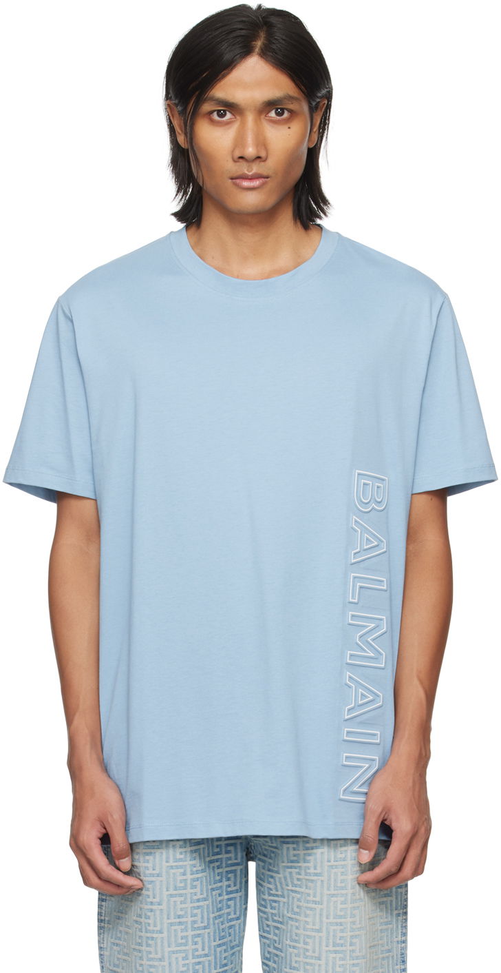 Tričko Balmain Embossed T-Shirt Modrá | CH1EG010BC22, 0